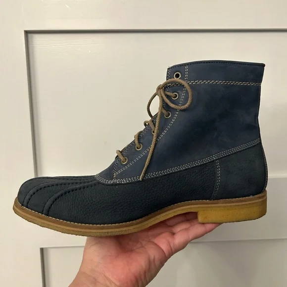 Johnston & Murphy Howell Duck Boots Navy Crepe Sole Waterproof Size 10